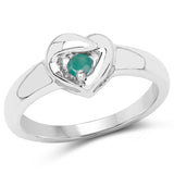 0.10 Carat Genuine Emerald .925 Sterling Silver Ring