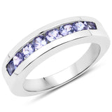 0.80 Carat Genuine Tanzanite .925 Sterling Silver Ring