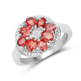1.76 Carat Genuine Orange Sapphire .925 Sterling Silver Ring