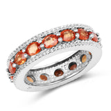3.52 Carat Genuine Orange Sapphire .925 Sterling Silver Ring