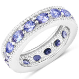 2.72 Carat Genuine Tanzanite .925 Sterling Silver Ring