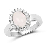 1.33 Carat Genuine Ethiopian Opal and White Topaz .925 Sterling Silver Ring
