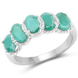 2.20 Carat Genuine Emerald .925 Sterling Silver Ring