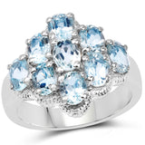 3.24 Carat Genuine Blue Topaz .925 Sterling Silver Ring