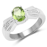 1.13 ct. Genuine Peridot and White Topaz .925 Sterling Silver Ring