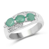 0.68 ct. Genuine Emerald and White Topaz .925 Sterling Silver Ring for women