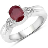 1.63 Carat Genuine Ruby & White Topaz .925 Sterling Silver Ring