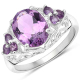 3.68 Carat Genuine Amethyst .925 Sterling Silver Ring
