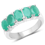 2.20 Carat Genuine Emerald .925 Sterling Silver Ring for women