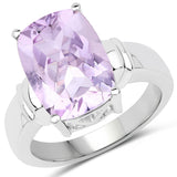 6.50 Carat Genuine Pink Amethyst .925 Sterling Silver Ring