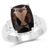 6.40 Carat Genuine Smoky Quartz .925 Sterling Silver Ring