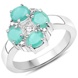 1.14 ct. Genuine Emerald and White Topaz .925 Sterling Silver Ring