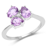 1.13 Carat Genuine Amethyst and White Topaz .925 Sterling Silver Ring