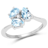 1.46 Carat Genuine Blue Topaz and White Diamond .925 Sterling Silver Ring