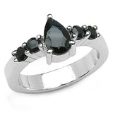 1.52 Carat Genuine Black Sapphire .925 Sterling Silver Ring