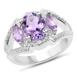 2.07 ct. Genuine Amethyst & White Topaz .925 Sterling Silver Ring