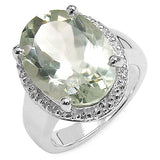 8.22 ct.. t.w. Green Amethyst and White Topaz Ring in Sterling Silver
