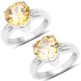 2.73 Carat Genuine Citrine and White Topaz .925 Sterling Silver Ring
