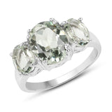 4.10 Carat Genuine Green Amethyst .925 Sterling Silver Ring