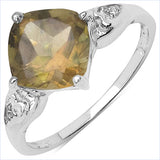2.19 Carat Genuine Champagne Quartz & White Topaz .925 Sterling Silver Ring