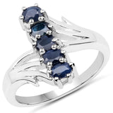 1.10 Carat Genuine Blue Sapphire .925 Sterling Silver Ring