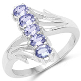 0.85 Carat Genuine Tanzanite .925 Sterling Silver Ring