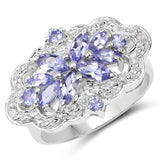 1.03 ct. Genuine Tanzanite and White Topaz .925 Sterling Silver Ring