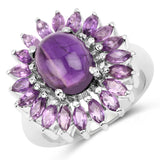 4.60 ct. Genuine Amethyst .925 Sterling Silver Ring