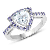 1.41 Carat Genuine Aquamarine & Tanzanite .925 Sterling Silver Ring