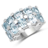 12.00 Carat Genuine Blue Topaz .925 Sterling Silver Ring