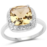 2.77 ct. Genuine Champagne Quartz & White Topaz .925 Sterling Silver Ring