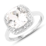 2.52 Carat Genuine Crystal Quartz & White Topaz .925 Sterling Silver Ring