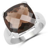 12.10 Carat Genuine Smoky Quartz .925 Sterling Silver Ring
