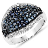 2.14 Carat Genuine Blue Sapphire .925 Sterling Silver Ring