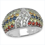 2.76 Carat Genuine Multi Sapphire .925 Sterling Silver Ring