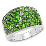 2.34 Carat Genuine Chrome Diopside .925 Sterling Silver Ring