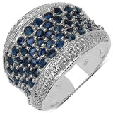 2.90 ct.. t.w. Blue Sapphire and White Topaz Ring in Sterling Silver
