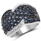 2.81 Carat Genuine Blue Sapphire and White Topaz .925 Sterling Silver Ring
