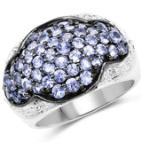 2.12 Carat Genuine Tanzanite .925 Sterling Silver Ring