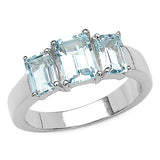 2.43 ct. Genuine Blue Topaz .925 Sterling Silver Ring for Women