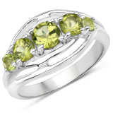 1.19 Carat Genuine Peridot .925 Sterling Silver Ring
