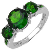 3.20 Carat Genuine Chrome Diopside .925 Sterling Silver Ring
