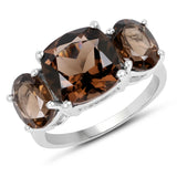 5.80 Carat Genuine Smoky Quartz .925 Sterling Silver Ring