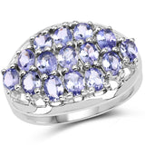 2.55 Carat Genuine Tanzanite .925 Sterling Silver Ring