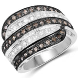 0.80 ct. Genuine Brown Diamond and White Diamond .925 Sterling Silver Ring