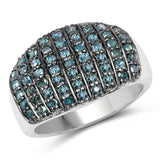 0.83 Carat Genuine Blue Diamond and White Diamond .925 Sterling Silver Ring
