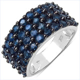 2.99 Carat Genuine Blue Sapphire .925 Sterling Silver Ring
