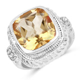 7.44 Carat Genuine Citrine & White Topaz .925 Sterling Silver Ring