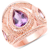 14K Rose Gold Plated 5.18 Carat Genuine Amethyst .925 Sterling Silver Ring