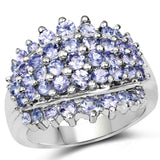 2.35 Carat Genuine Tanzanite .925 Sterling Silver Ring